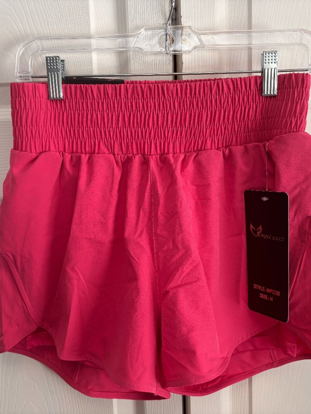 Angel Cult Pink Athletic Shorts Size M NWT High Rise Smocked Waist Running Gym